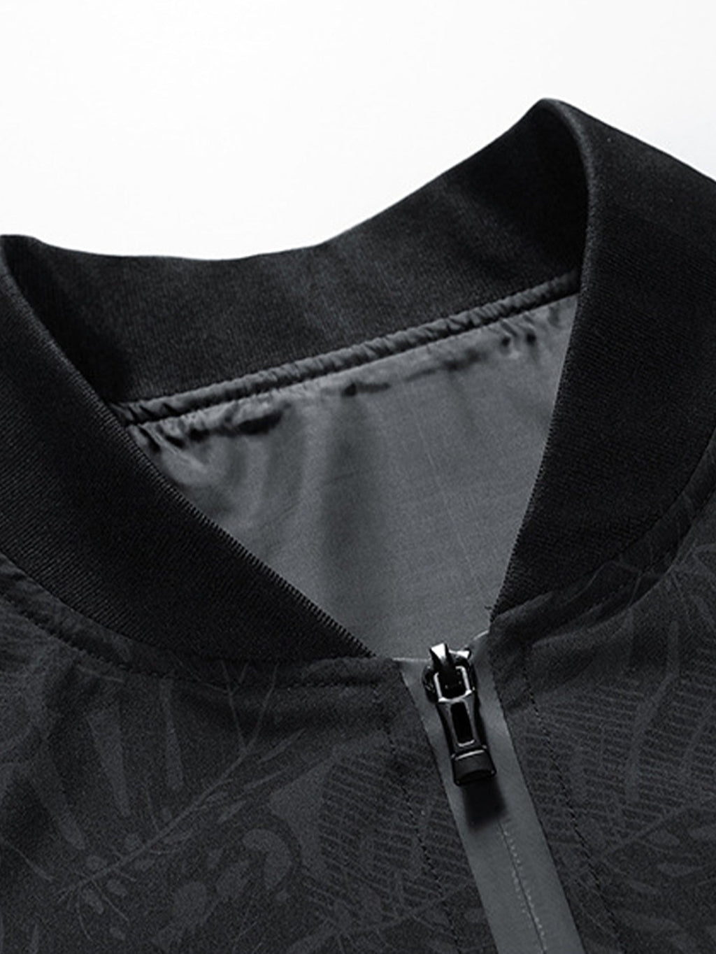 Leaf Print  Zip-Up Bomber Jacket