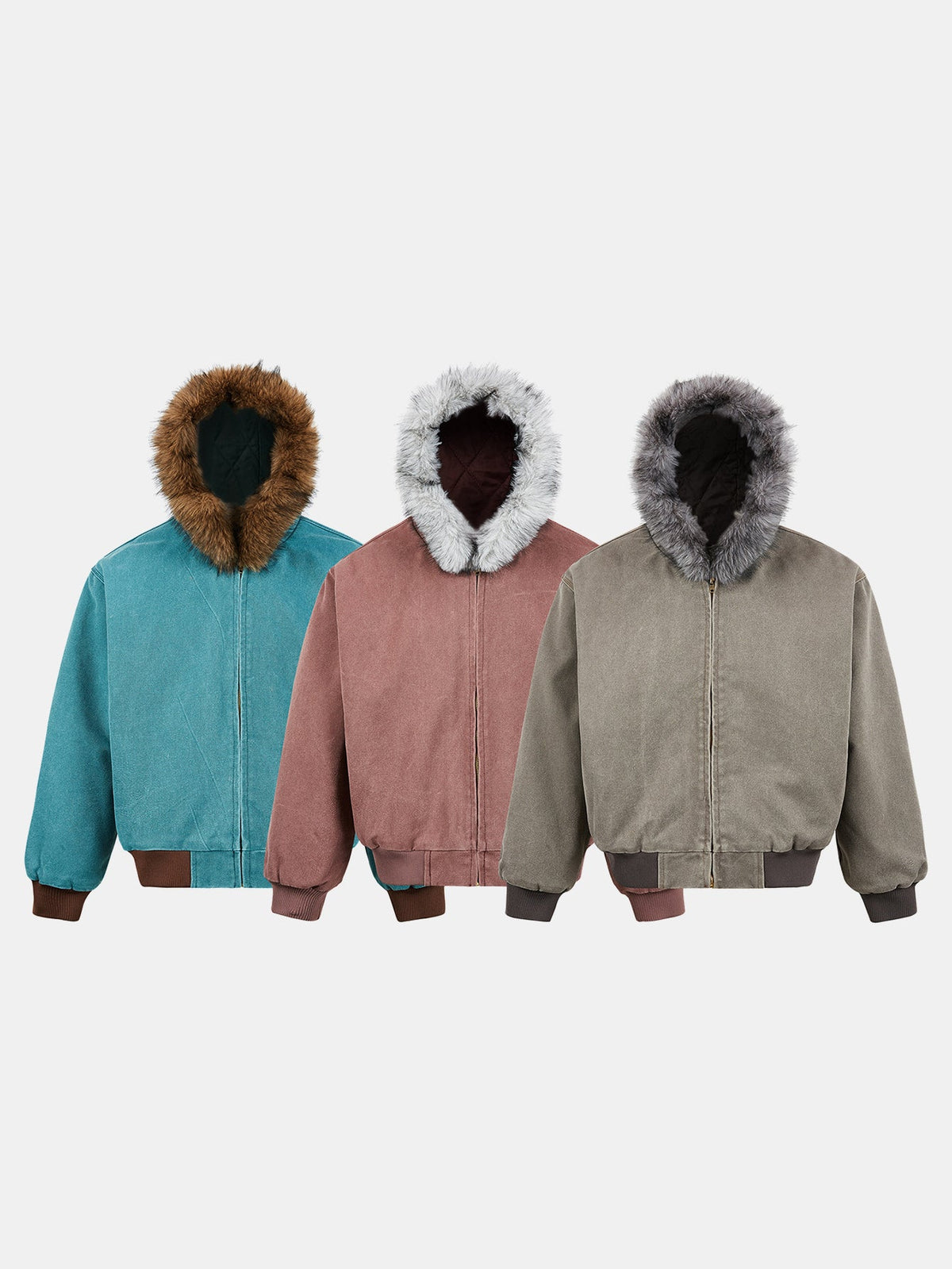 Boxy Faux Fur Collar Hooded Jacket