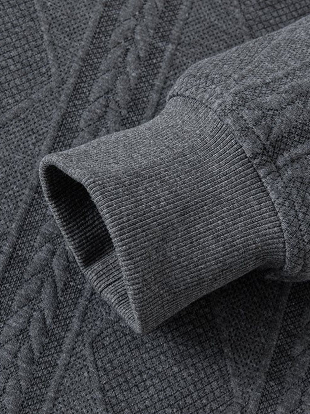 Geometric Jacquard Polo Collar Sweatshirt