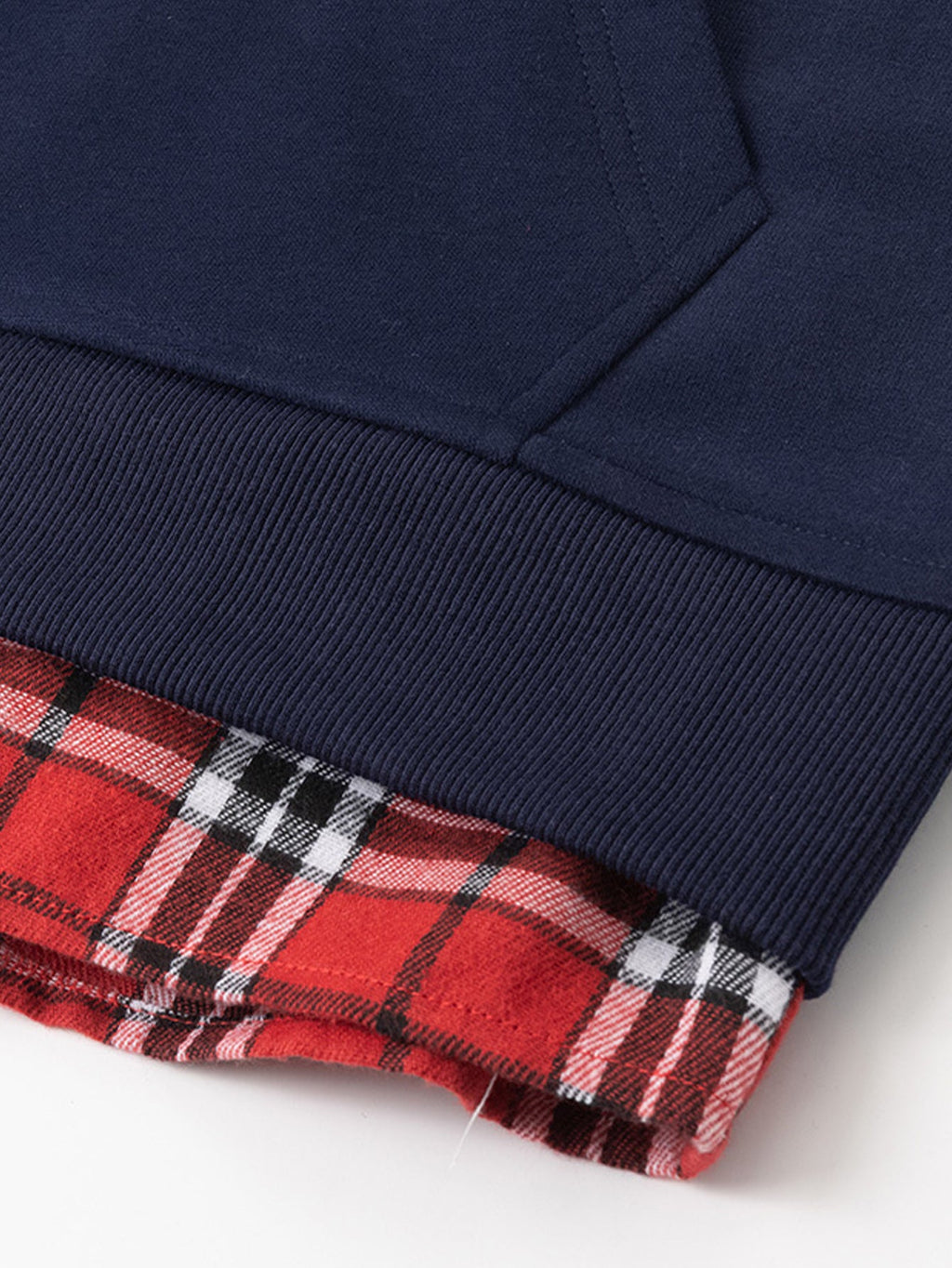 2 In 1 Plaid Zipper Kangaroo Pocket Hoodie