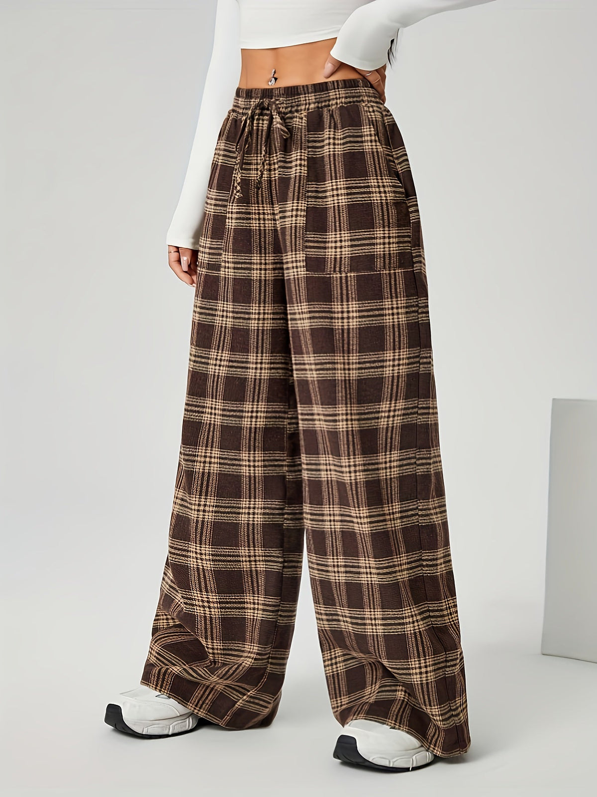 Bonnie | Karierte Hose mit weitem Bein