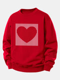 Striped Heart Print Relax Fit Sweatshirt