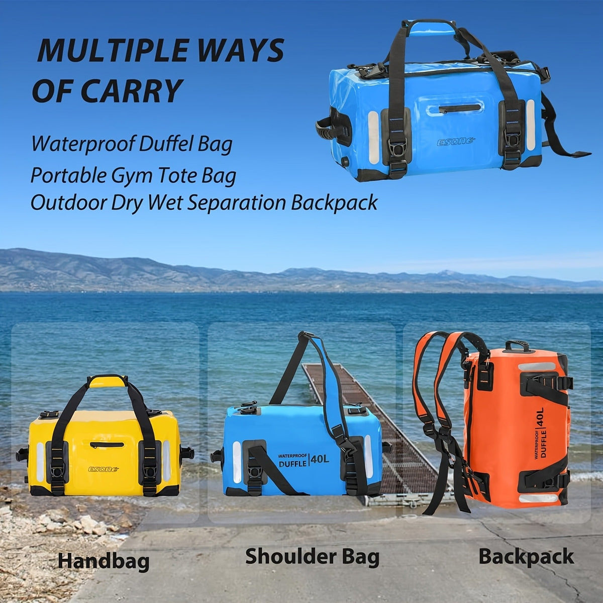 Waterproof Dry Bag Backpack – 40L / 60L Duffel for Kayaking, Camping, Paddle Board & Surfing | Men & Women