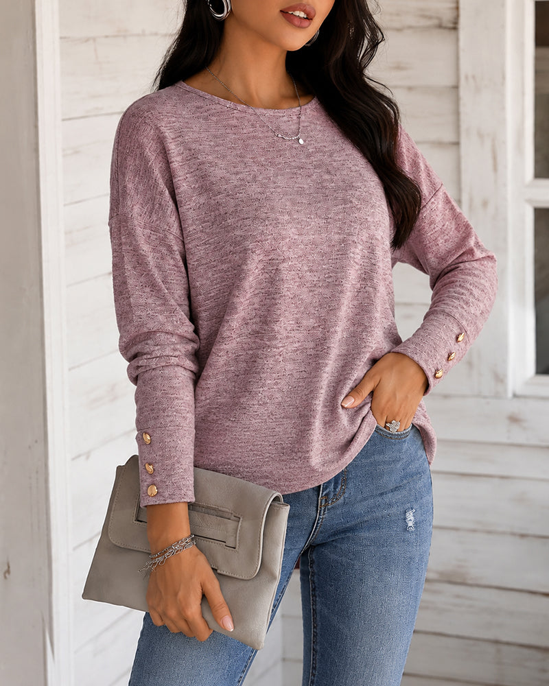 Women's Backless Twist Tie Back Drop Shoulder Top Casual Long Sleeve Loose Fit Tee