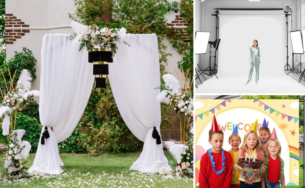 Photography Backdrop Support Kit in 10 x 10-Foot Size with Two Tripods, Four Crossbars, Four Clamps and Carry Bag