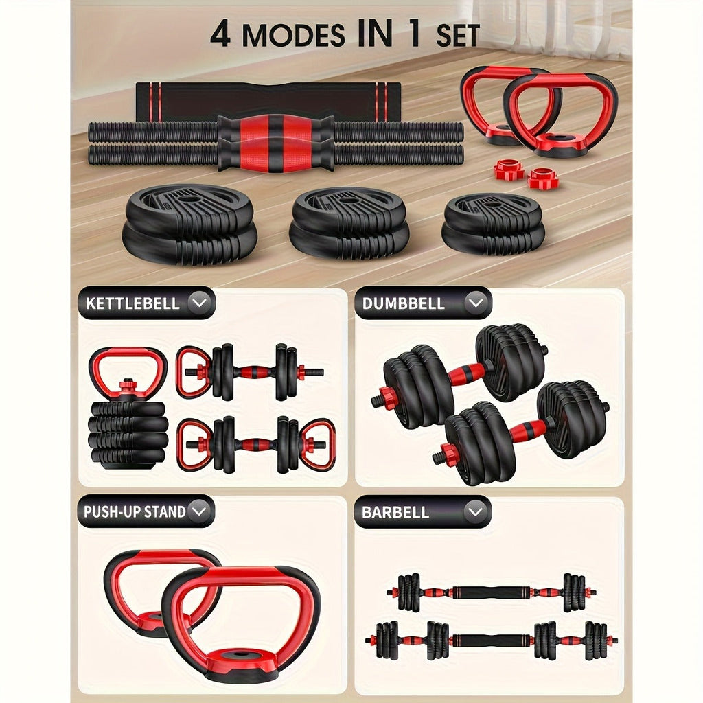 Adjustable Dumbbell and Barbell Weight Set with 20-, 30-, 70- or 90-Pound Pair Options and Kettlebell Handles