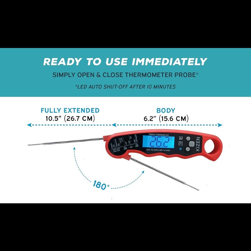 Digital Food Thermometer in a Folding Design with a Backlit Display and a Calibration Mode