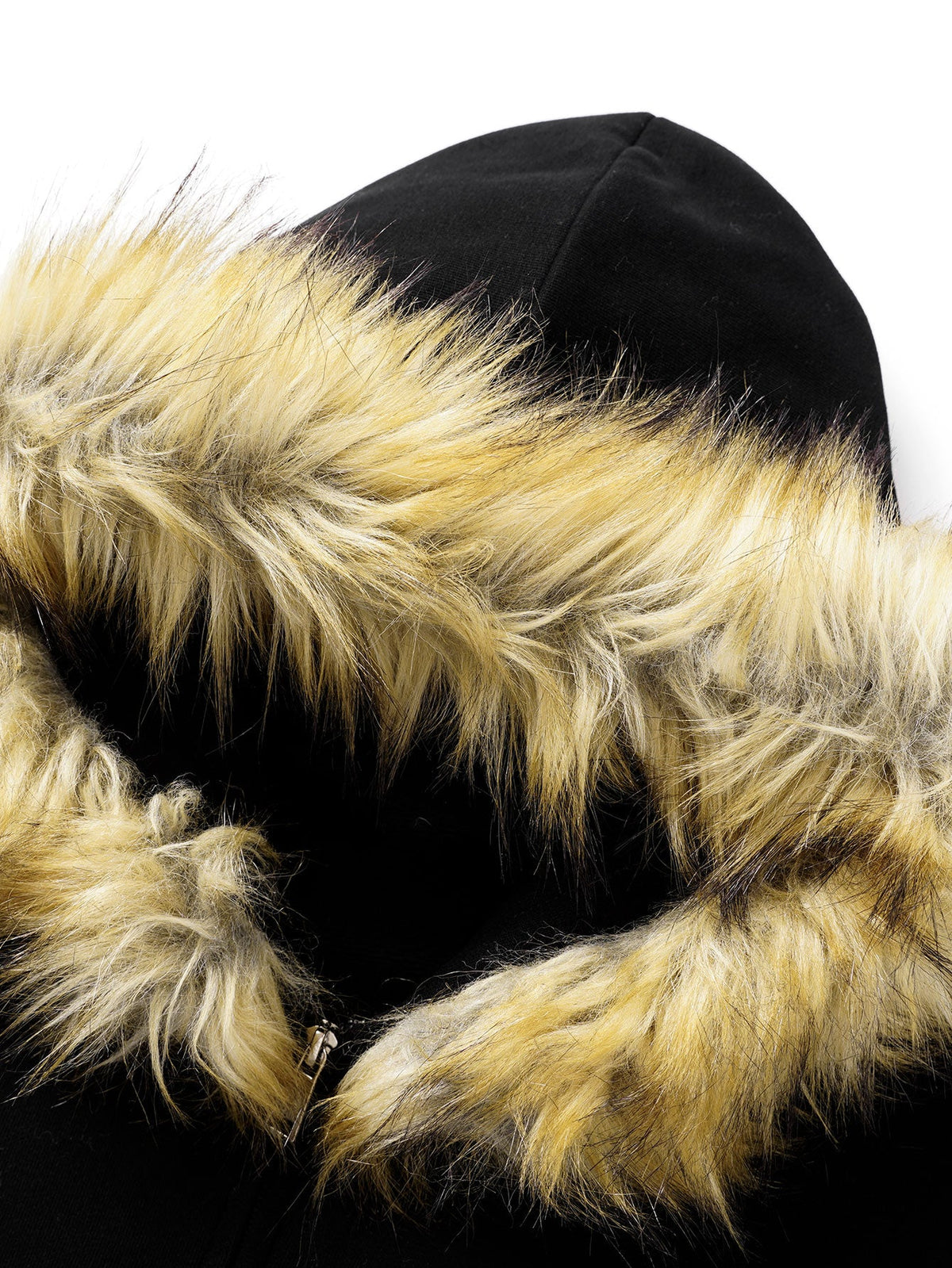 Relax Fit Faux Fur Collar Zip-Up Hoodie