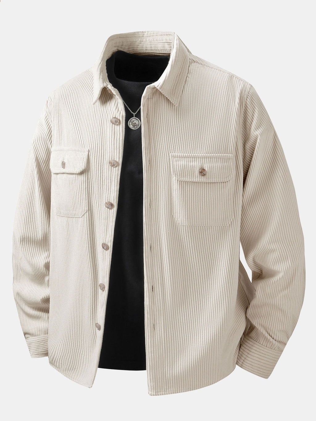Corduroy Overshirt With Dual Chest Pockets