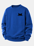 Black Cat Print Relax Fit Sweatshirt
