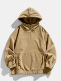 Relax Fit Corduroy Half-Zip Hooded Pullover