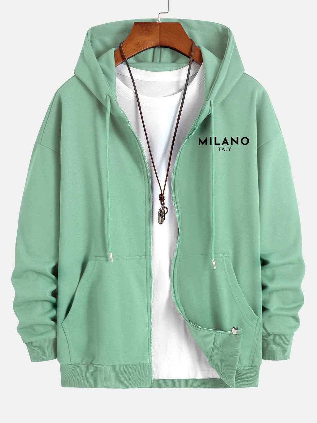 Milano Italy Print Relax Fit Zip Hoodie