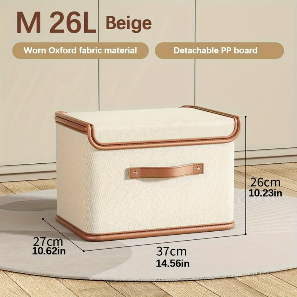 Storage Bins, Two-Pack Foldable Lidded Clothes Organizers with Flip-Top Closure for Under-Bed or Closet Storage