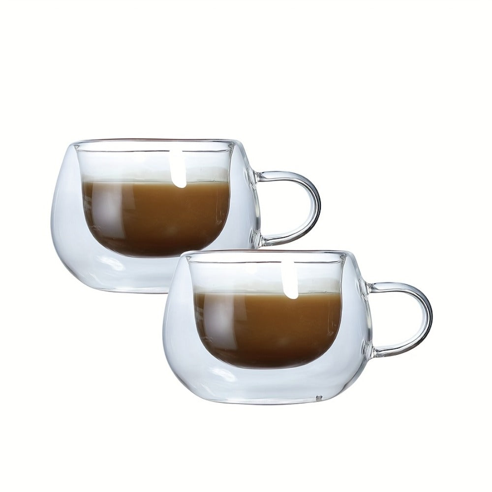 Glass Coffee Cups with Handle Insulated Transparent Borosilicate Espresso for Entryways and Bedrooms and Living Spaces