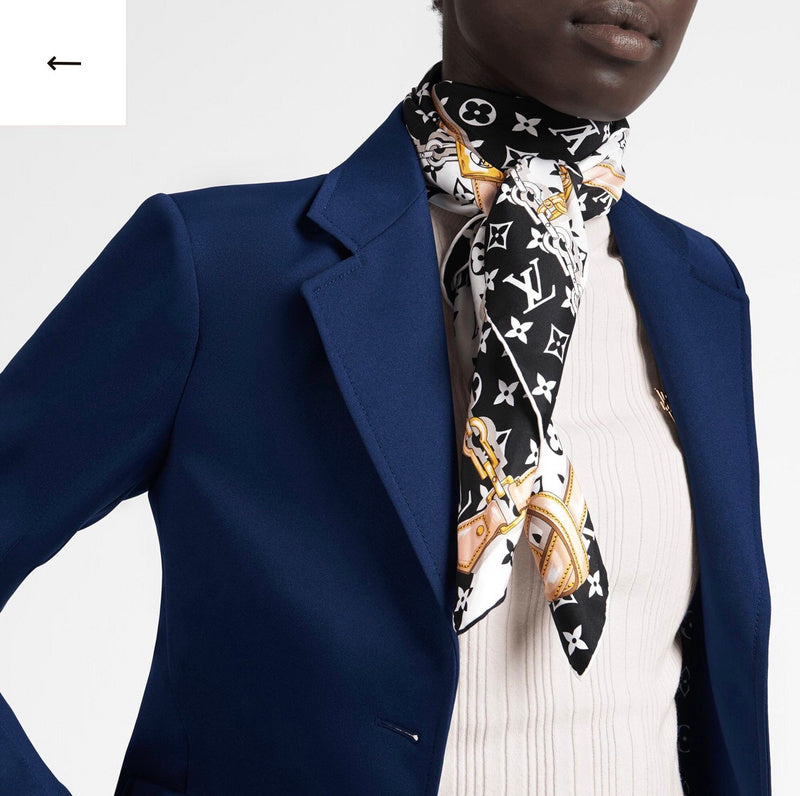 Louis Vuitton LV Monogram 100% Silk Square Scarf – Navy & White