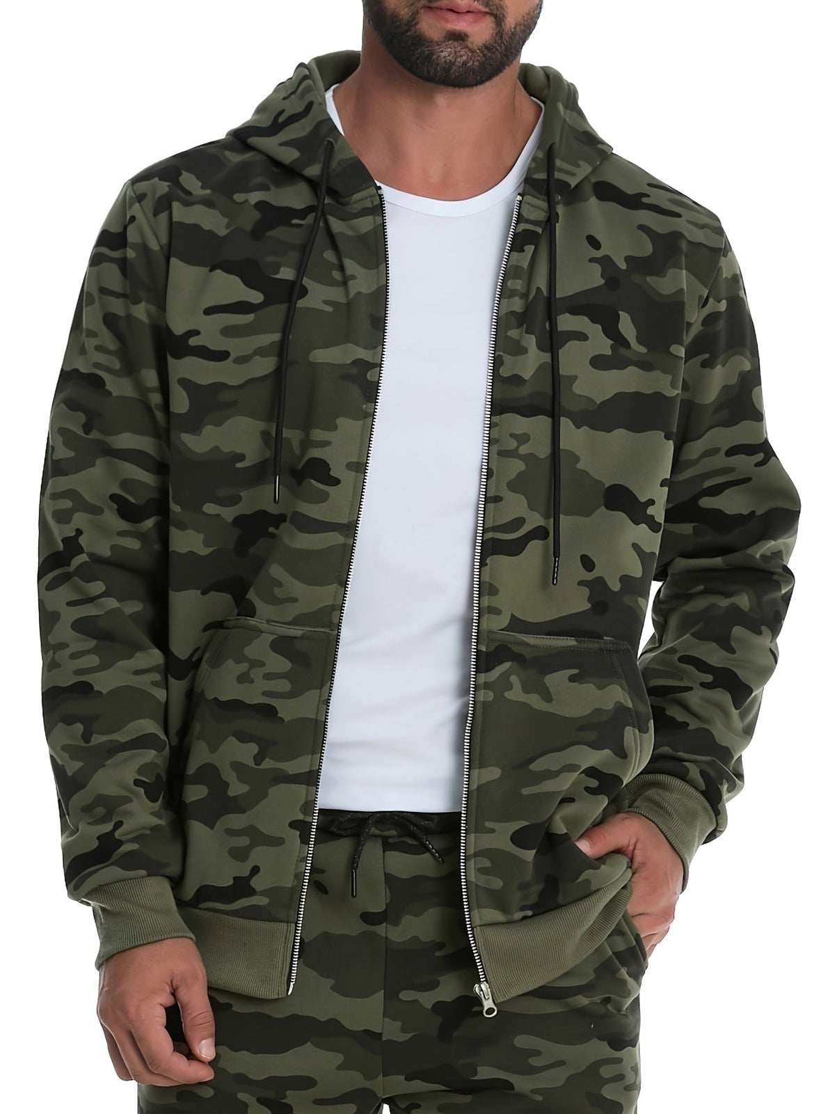 Ronan | Camouflage-Kapuzenjacke mit Reißverschluss