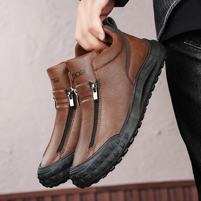 Men’s Low-Top Zipper Slip-On Board Shoes – Sporty & Casual Everyday Wear