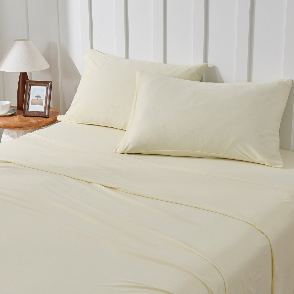 Kathy Ireland 4 Piece Heathered Jersey Knit Cotton Sheet Set