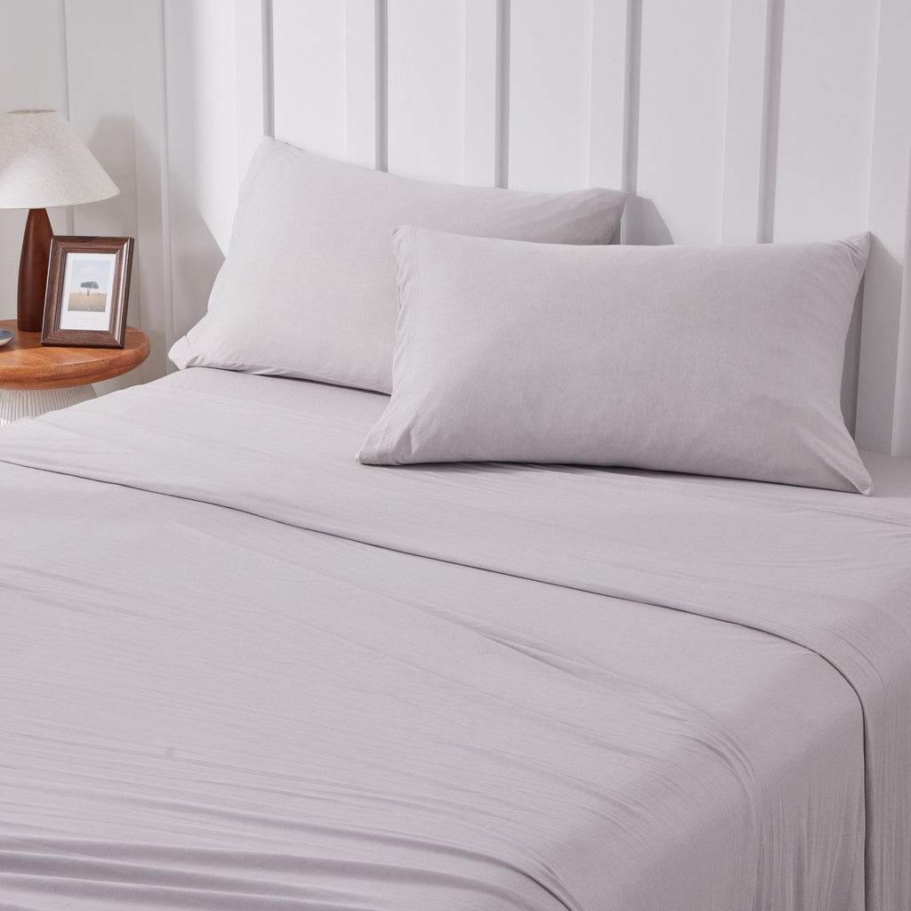 Kathy Ireland 4 Piece Heathered Jersey Knit Cotton Sheet Set