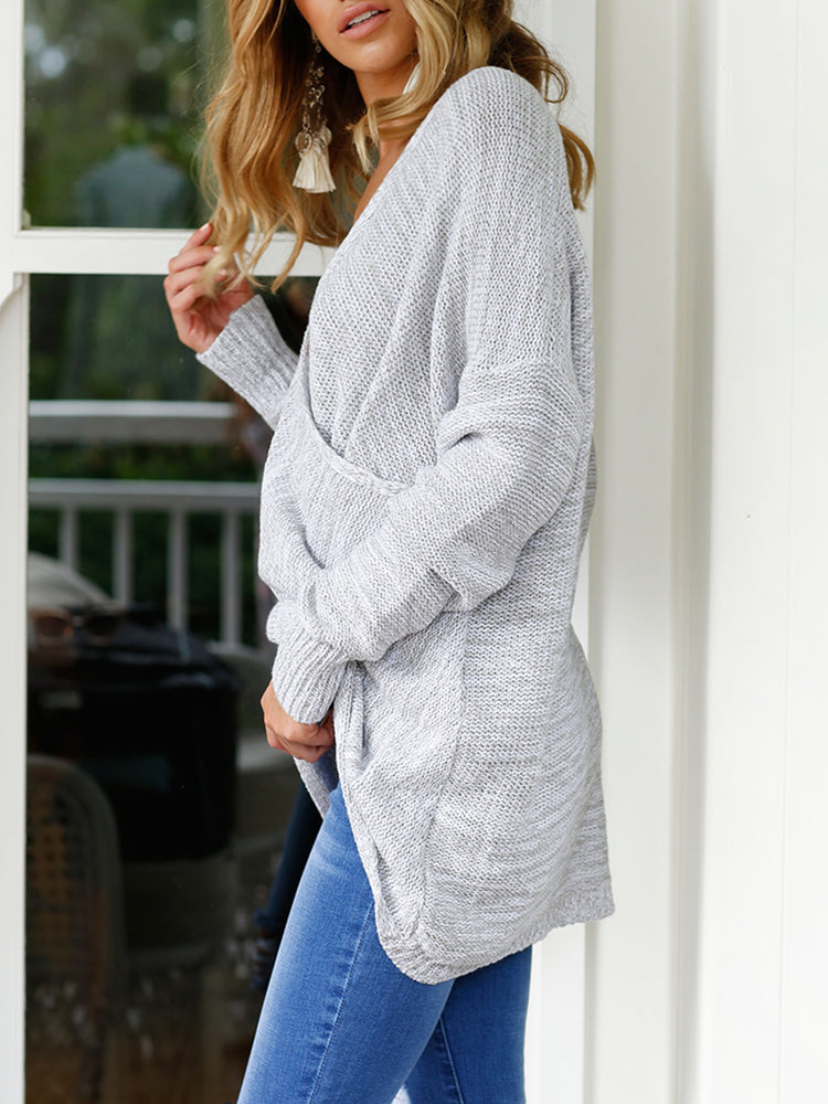 Deep V Wrapped Casual Sweater