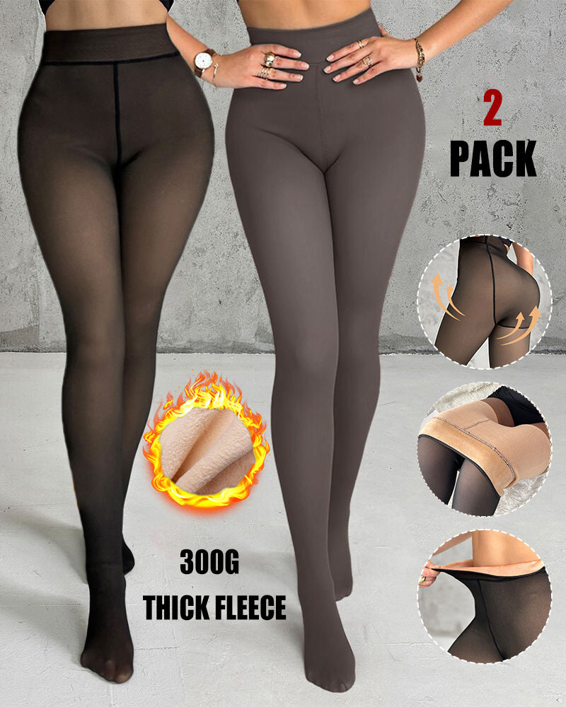 ChicMe ShapeLift 2-teilige magische, dick gefütterte Fleece-Leggings mit hoher Taille, Thermostrumpfhose, warme Leggings, 3 Farbtöne (Größe Regular/Large/Extra Large)