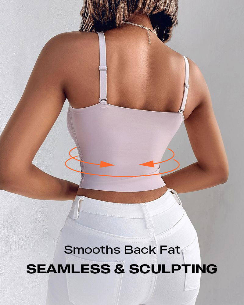 Lace V-Neck Adjustable Spaghetti Strap Bralette Camisoles Sexy Soft Crop Cami Top