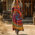 Evelyn | Lässiges Langarmkleid im Vintage-Batik-Look