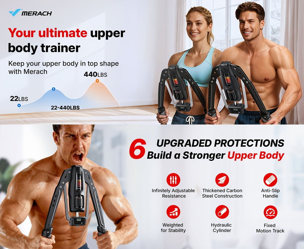 Fitness Equipment Folding Hydraulic Chest Expander with 20 Resistance Levels and Digital Rep Counter
