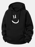 Smiley Face Print Drawstring Hoodie
