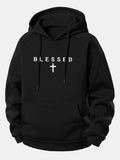 Blessed Print Drawstring Hoodie