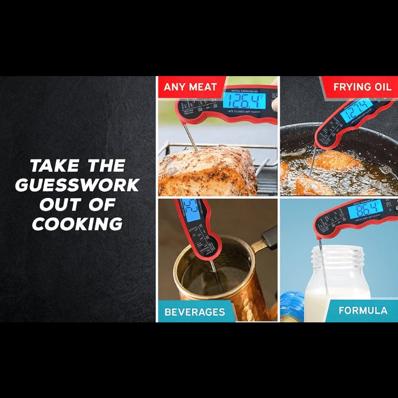 Digital Food Thermometer in a Folding Design with a Backlit Display and a Calibration Mode