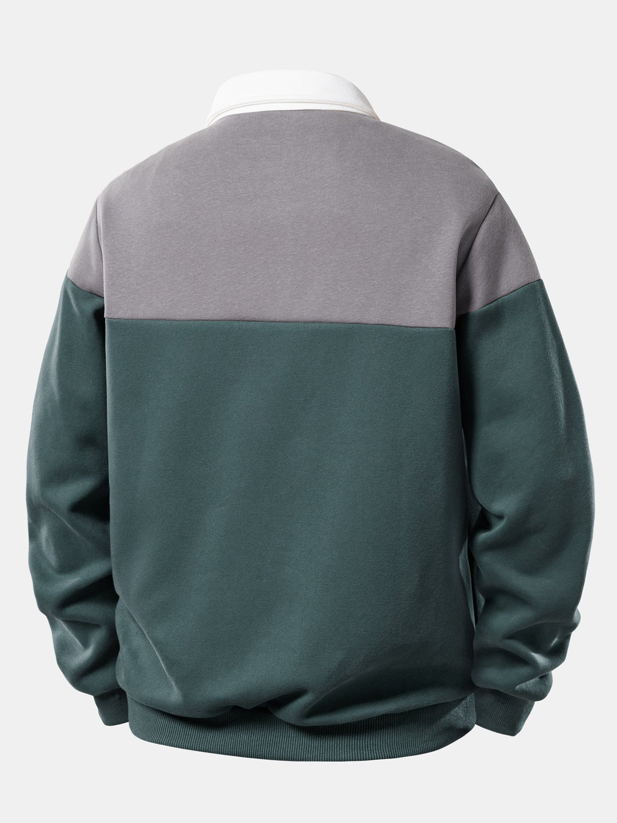 Contrast Polo Collar Sweatshirt