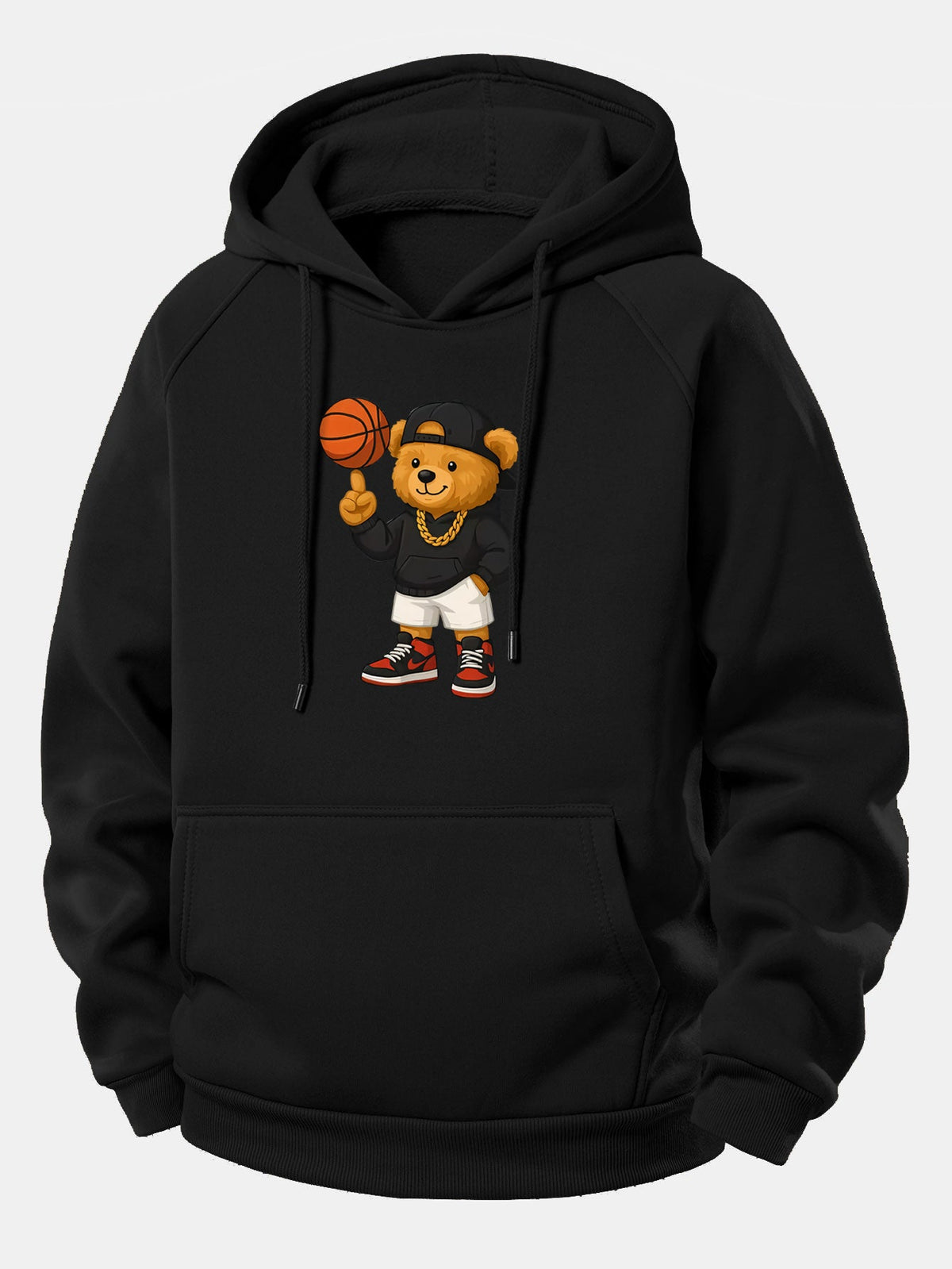Basketball-Bären-Print Kapuzenpullover mit Kordelzug