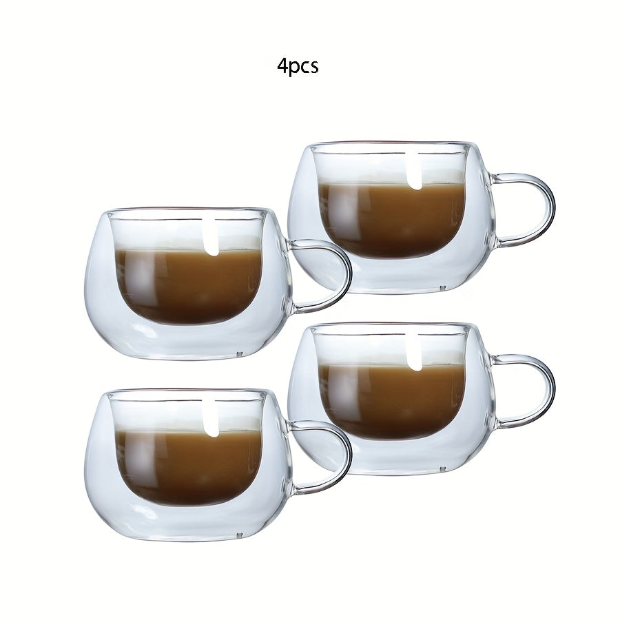 Glass Coffee Cups with Handle Insulated Transparent Borosilicate Espresso for Entryways and Bedrooms and Living Spaces
