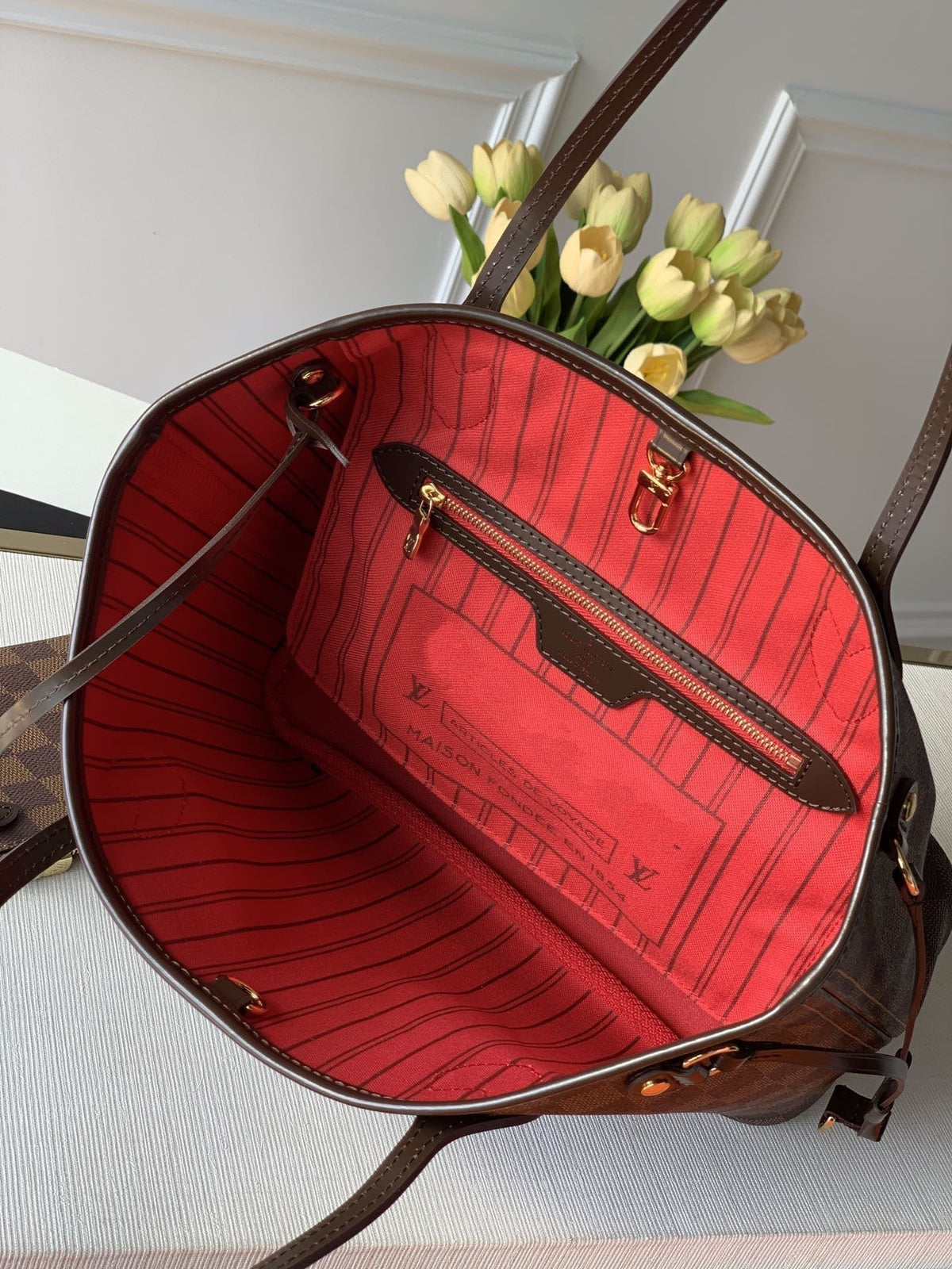 NEVERFULL MM MIT STAUBBEUTEL DAMIER EBENE CANVAS 29CM