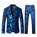 Herren-Smoking-Anzug, 2-teilig, metallischer Blumendruck, 4 Farben