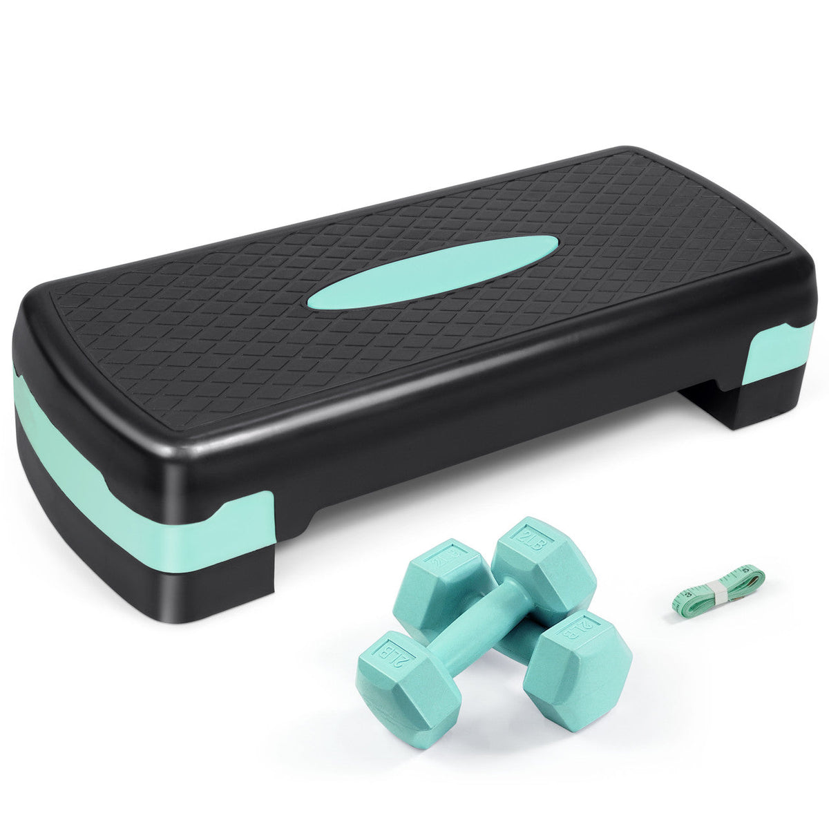 Fitness Equipment WF Aerobic Step Platform with Two Height Levels Dumbbells and Measuring Tape Set