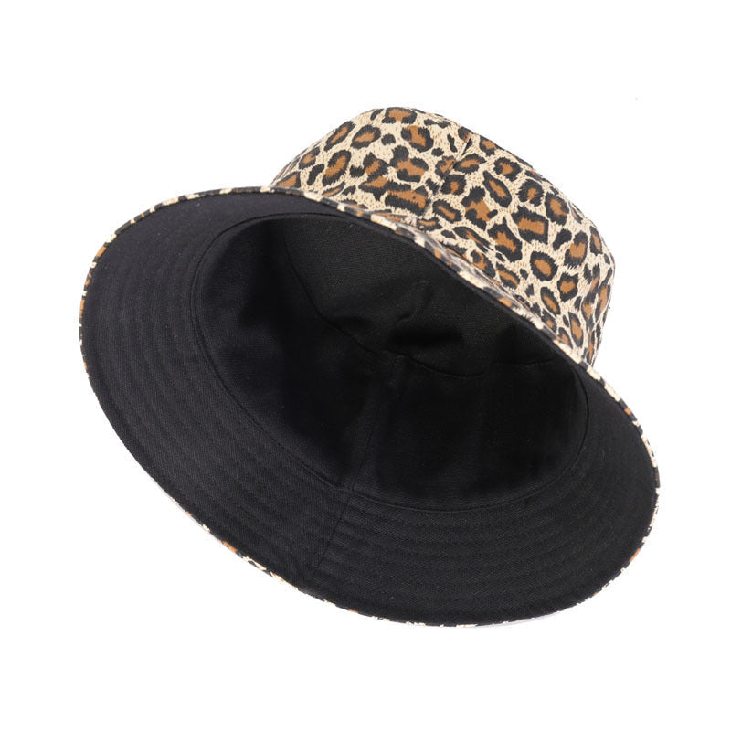 Livingston Leopard Print Double-Sided Cotton Bucket Hat – Wide Brim, Unisex