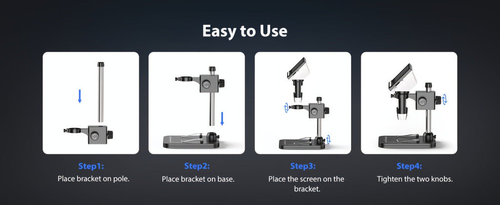 4.3-Inch IPS Digital Microscope with Eight LEDs, 32GB Card and Adjustable Stand for Coin and PCB Inspection