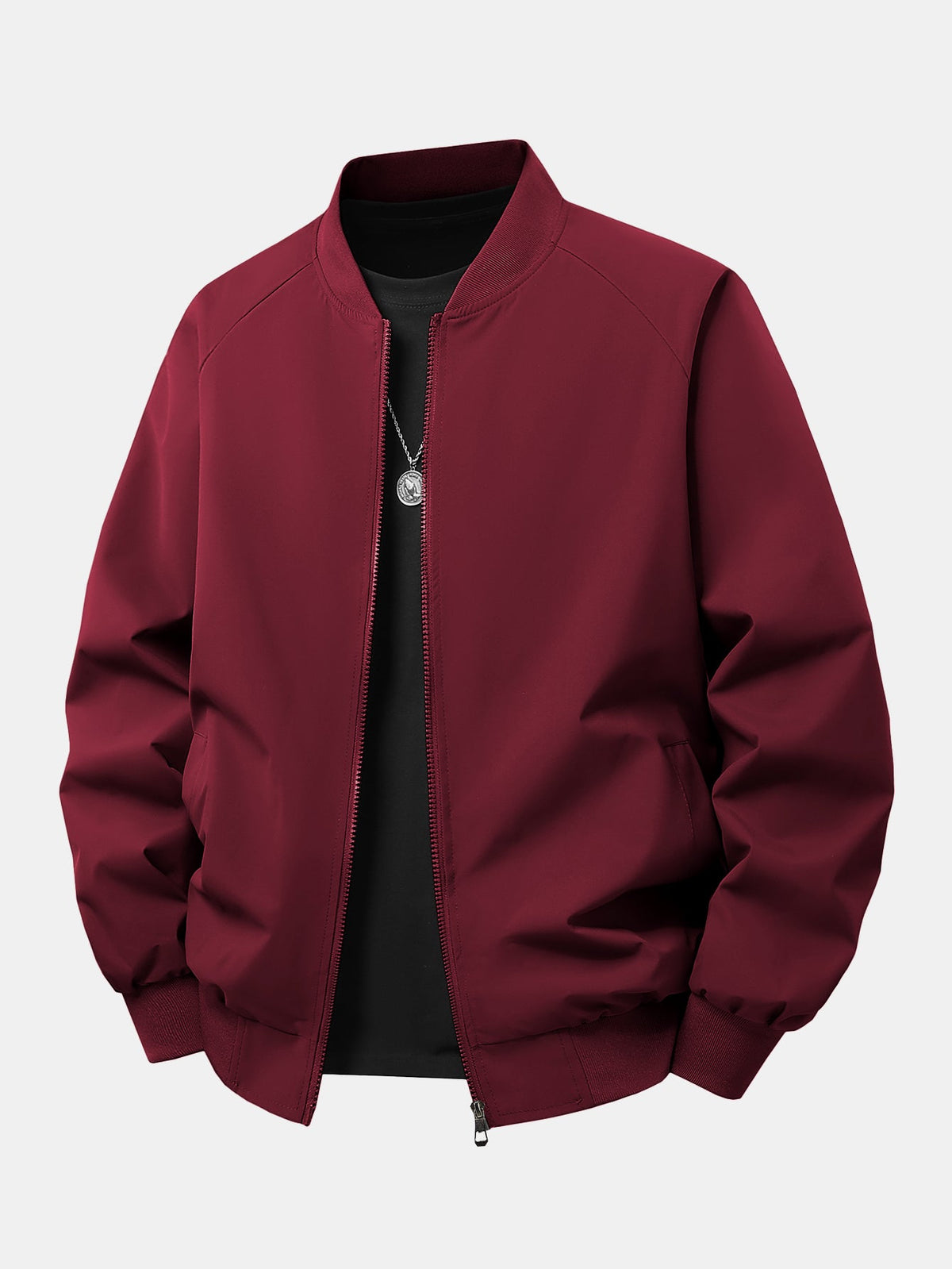 Relax Fit Zip-Up Bomber Jacket
