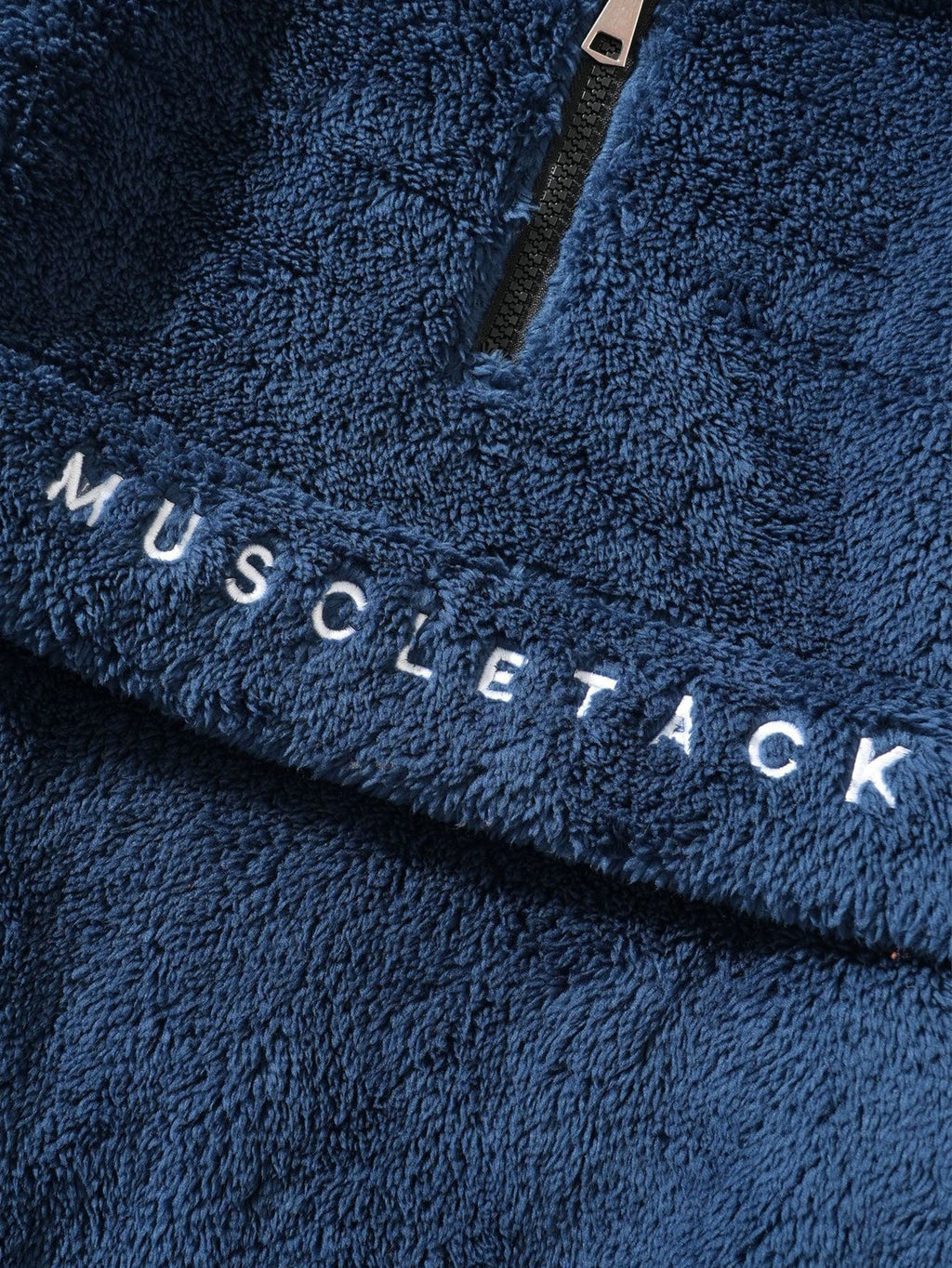 Letter Embroidery Teddy Half-Zip Hoodie