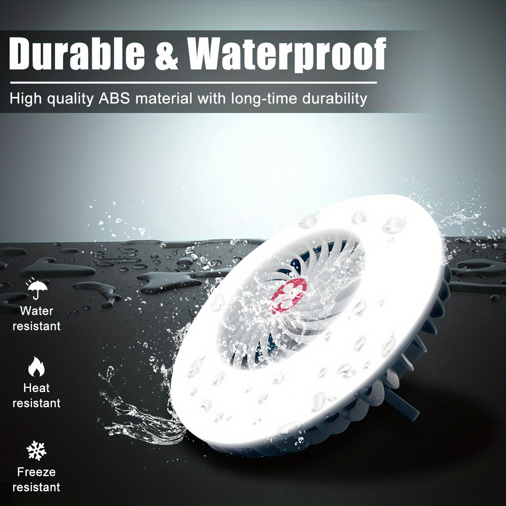 Camping Fan 2-Pack Circular Fan-Light Set with 4000mAh Batteries, 3 Speeds, 2 Brightness Levels, Hooks and Magnets