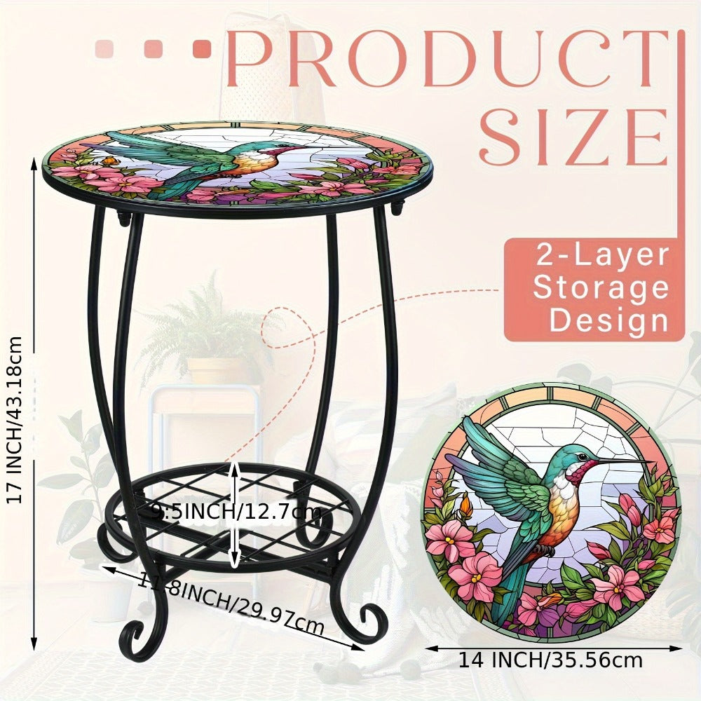 14-Inch Round Mosaic Side Table for Work, Display, and Everyday Use in Living Room