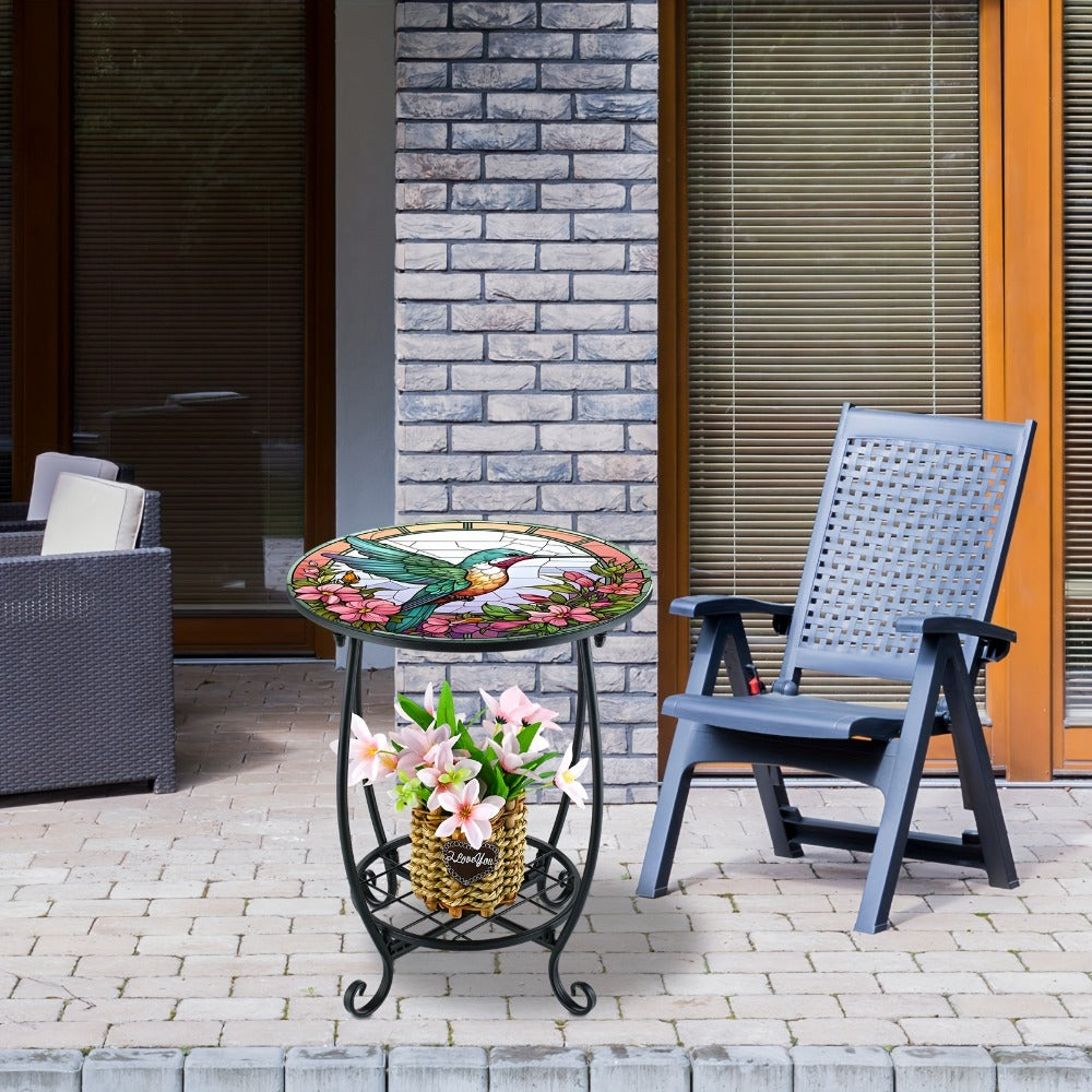 14-Inch Round Mosaic Side Table for Work, Display, and Everyday Use in Living Room