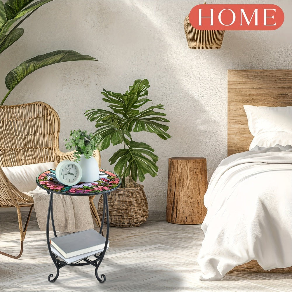 14-Inch Round Mosaic Side Table for Work, Display, and Everyday Use in Living Room