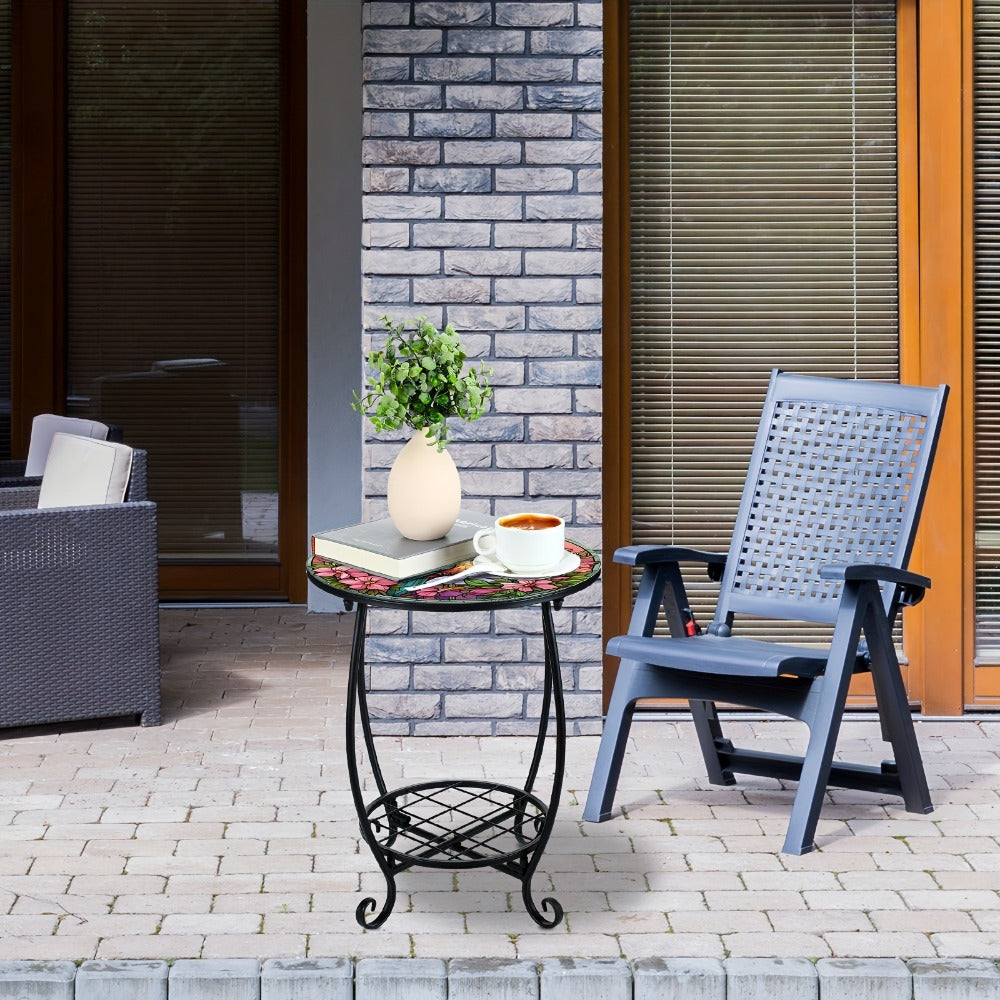 14-Inch Round Mosaic Side Table for Work, Display, and Everyday Use in Living Room