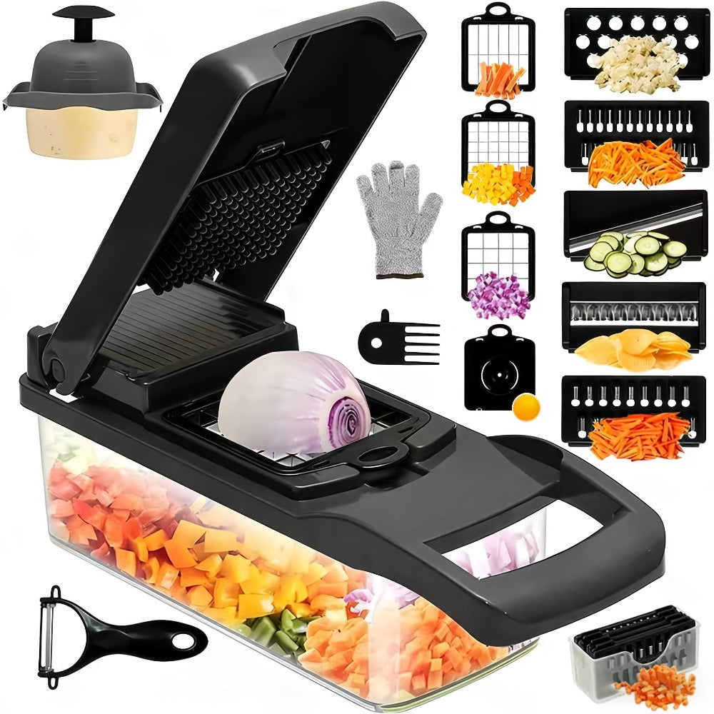 Vegetable Chopper 18-in-1 Upgraded Mandoline Slicer - Professional Onion Chopper Food Dicer Cutter with Container