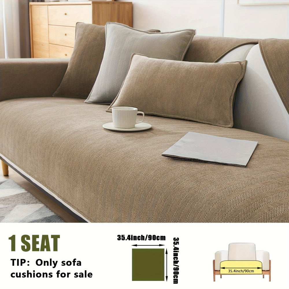 Sofa Cover Ribbed Chenille Stretch Panels for 1 to 4 Seats, Armrests or Cushions with Model-Specific Size and Color Options
