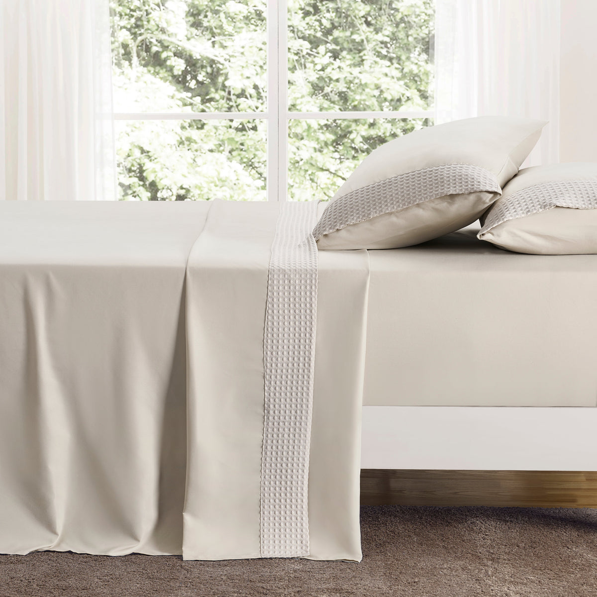 Kathy Ireland 4 Piece Waffle Hem Sheet Set
