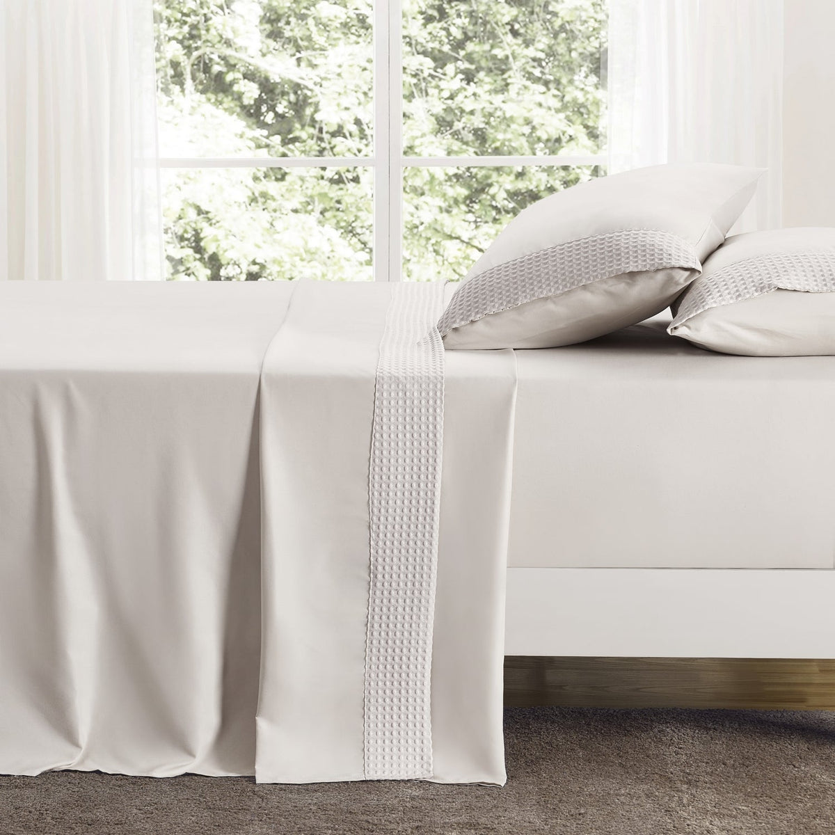 Kathy Ireland 4 Piece Waffle Hem Sheet Set